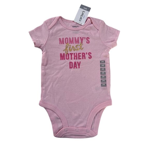 Carters NWT Baby Girls Pink Bodysuit 6M Mommys First Mothers Day Short Sleeve - Picture 1 of 5
